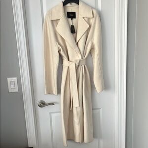 Maje Cream Belted Coat